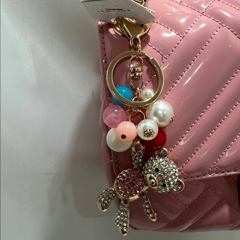 Colorful Teddy Bear Keychain NWT